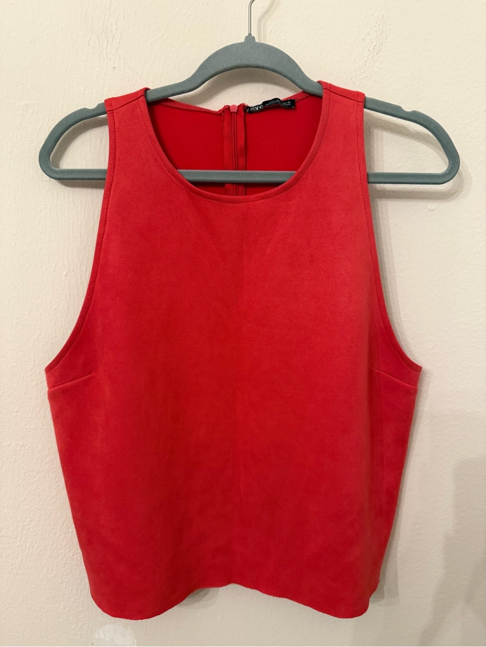 Zara pink Suede-Effect Sleeveless Tank
